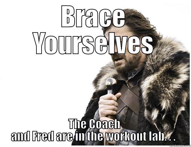 BRACE YOURSELVES THE COACH AND FRED ARE IN THE WORKOUT LAB. . .  Imminent Ned