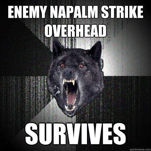 enemy napalm strike overhead survives  Insanity Wolf