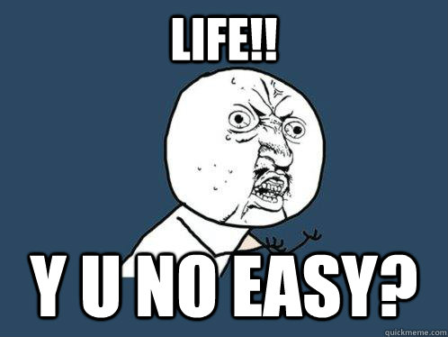 LIFE!!  Y U NO EASY?  Y U No