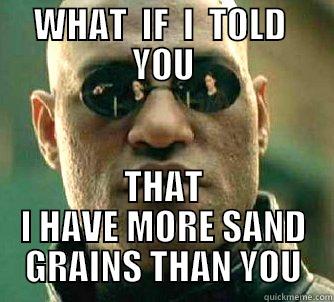 WHAT  IF  I  TOLD  YOU THAT I HAVE MORE SAND GRAINS THAN YOU Matrix Morpheus