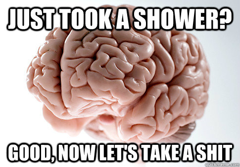 JUST TOOK A SHOWER? GOOD, NOW LET'S TAKE A SHIT  Scumbag Brain