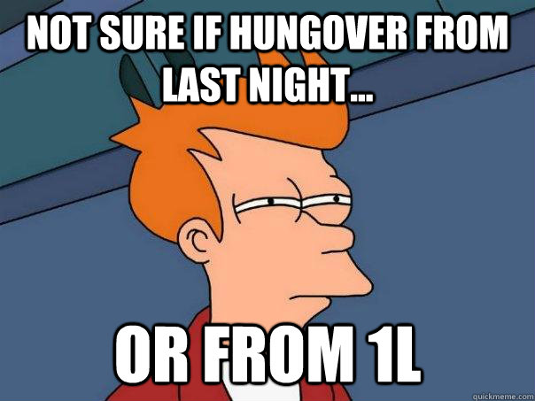 Not sure if hungover from last night... or from 1L  Futurama Fry