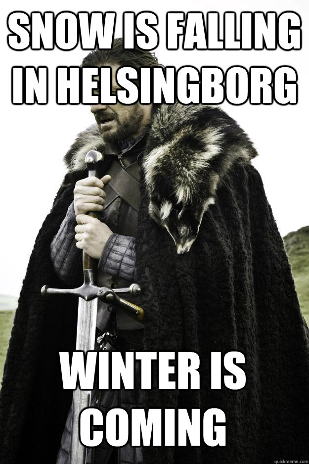 Snow is falling in Helsingborg Winter is coming  Winter is coming