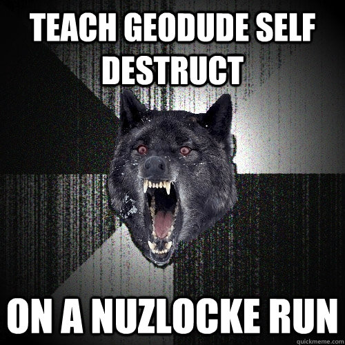 teach geodude self destruct on a nuzlocke run  Insanity Wolf