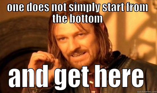 ONE DOES NOT SIMPLY START FROM THE BOTTOM AND GET HERE Boromir