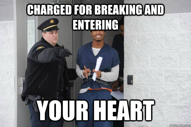 Charged for breaking and entering your heart - Charged for breaking and entering your heart  Ridiculously Photogenic Prisoner