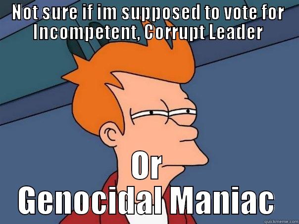 Indian Elections - NOT SURE IF IM SUPPOSED TO VOTE FOR INCOMPETENT, CORRUPT LEADER OR GENOCIDAL MANIAC Futurama Fry