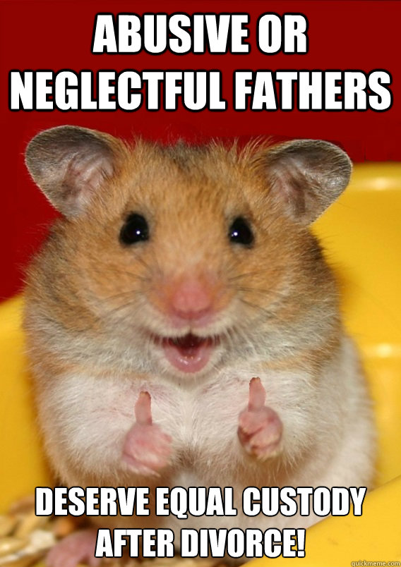 Abusive or neglectful fathers deserve equal custody after divorce!   - Abusive or neglectful fathers deserve equal custody after divorce!    Rationalization Hamster