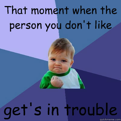 That moment when the person you don't like get's in trouble  Success Kid