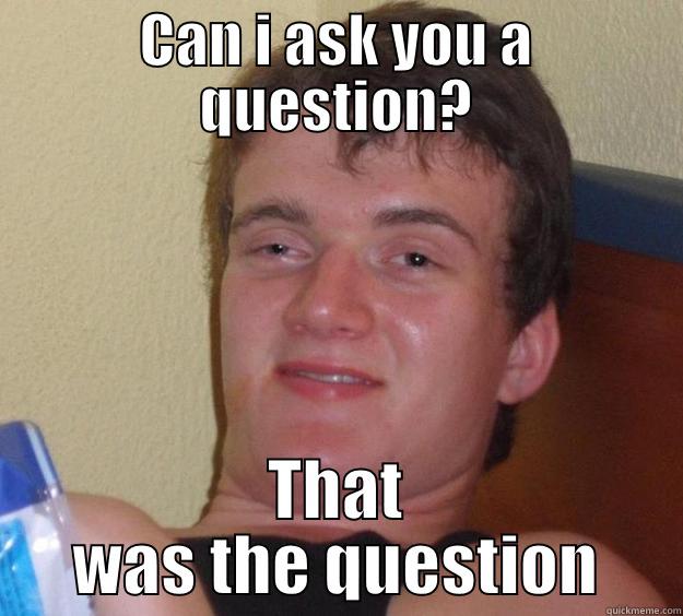 dude question - CAN I ASK YOU A QUESTION? THAT WAS THE QUESTION 10 Guy