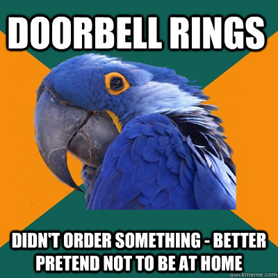 doorbell rings didn't order something - better pretend not to be at home - doorbell rings didn't order something - better pretend not to be at home  Paranoid Parrot