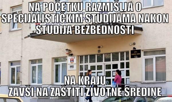 NA POČETKU RAZMIŠLJA O SPECIJALISTIČKIM STUDIJAMA NAKON STUDIJA BEZBEDNOSTI NA KRAJU ZAVŠI NA ZAŠTITI ŽIVOTNE SREDINE Misc