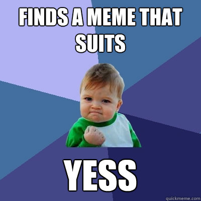 finds a meme that suits yess   Success Kid