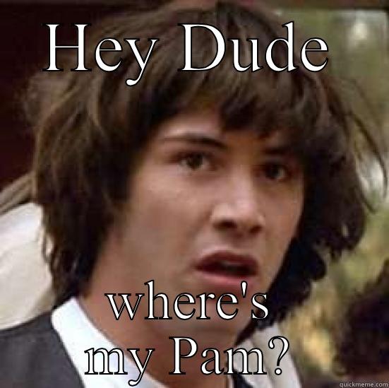 I love my Pam! - HEY DUDE WHERE'S MY PAM? conspiracy keanu