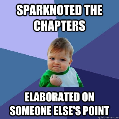 sparknoted the chapters elaborated on someone else's point - sparknoted the chapters elaborated on someone else's point  Success Kid