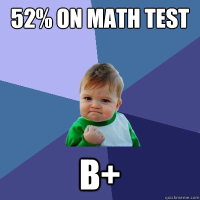 52% on math test B+  Success Kid