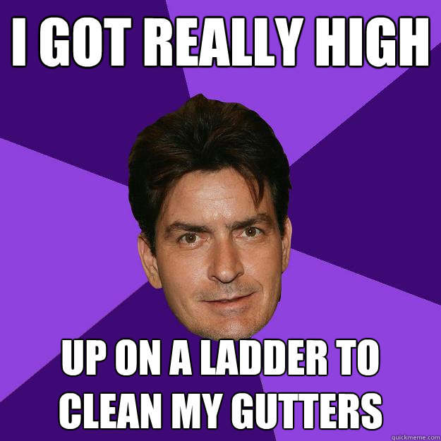 i got really high up on a ladder to clean my gutters - i got really high up on a ladder to clean my gutters  Clean Sheen