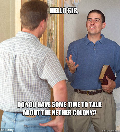 Hello sir, Do you have some time to talk about the Nether Colony?  