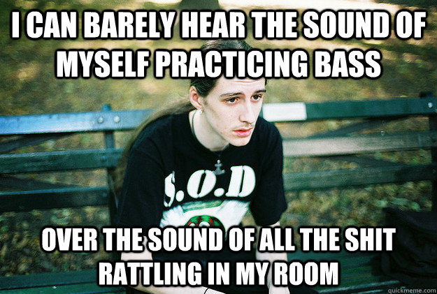 I can barely hear the sound of myself practicing bass over the sound of all the shit rattling in my room  First World Metal Problems