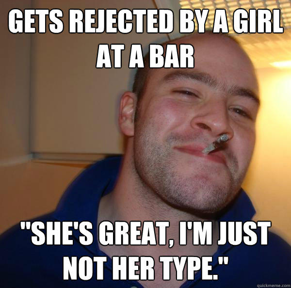 gets rejected by a girl at a bar 