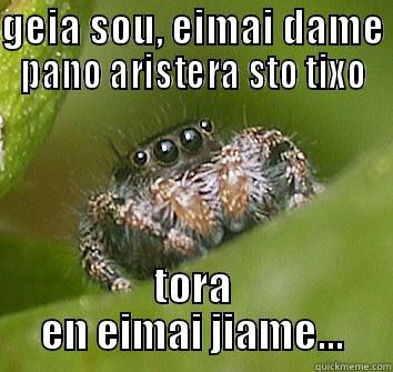 twra en ime jiame - GEIA SOU, EIMAI DAME PANO ARISTERA STO TIXO TORA EN EIMAI JIAME... Misunderstood Spider