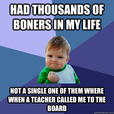 had thousands of boners in my life not a single one of them where when a teacher called me to the board  Success Kid