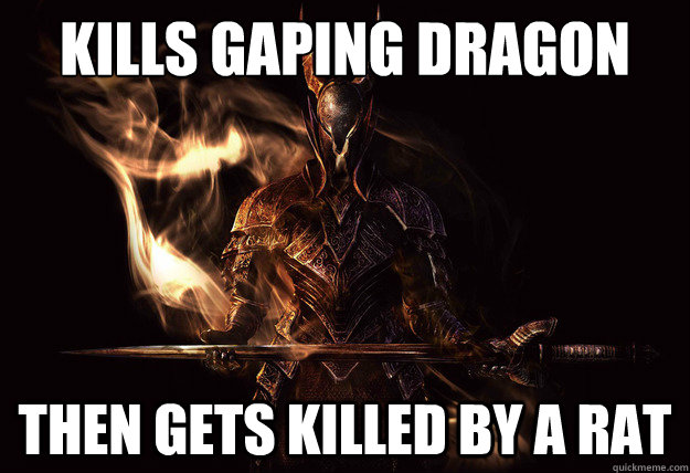 Kills Gaping Dragon Then gets killed by a rat  Dark Souls Meme