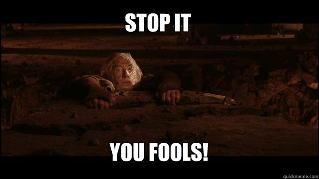 STOP IT YOU FOOLS!  Gandalf