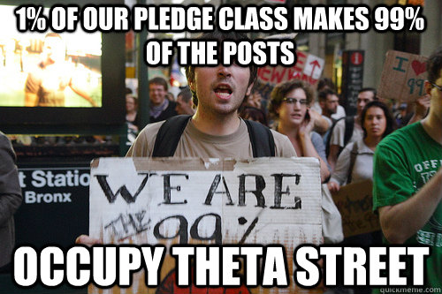1% of our pledge class makes 99% of the posts occupy theta street  