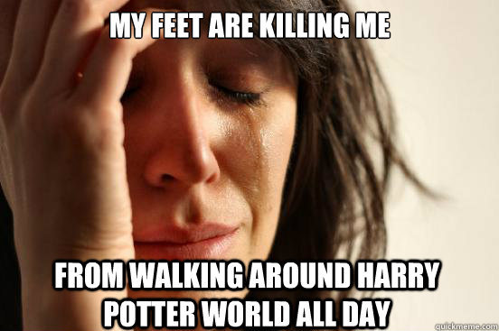 My feet are killing me from walking around Harry Potter World all day  First World Problems