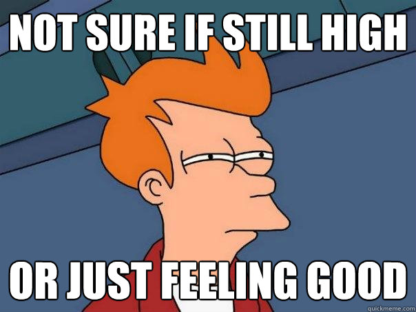 not sure if still high or just feeling good - not sure if still high or just feeling good  Futurama Fry