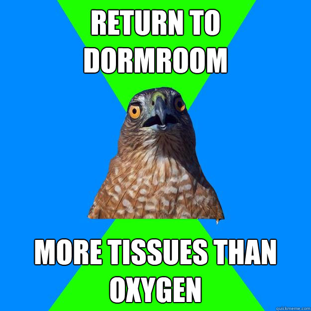 Return to 
dormroom More tissues than oxygen  Hawkward