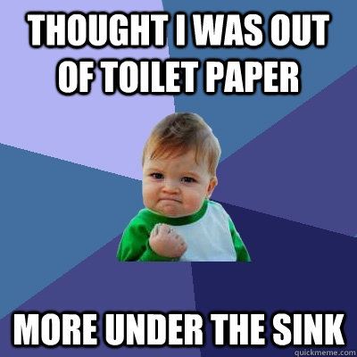 Thought i was out of toilet paper More under the sink  Success Kid