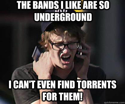 the bands i like are so underground i can't even find torrents for them!  Sad Hipster