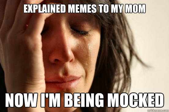 explained memes to my mom now i'm being mocked - explained memes to my mom now i'm being mocked  First World Problems