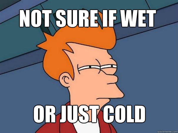 not sure if wet or just cold Caption 3 goes here  Futurama Fry