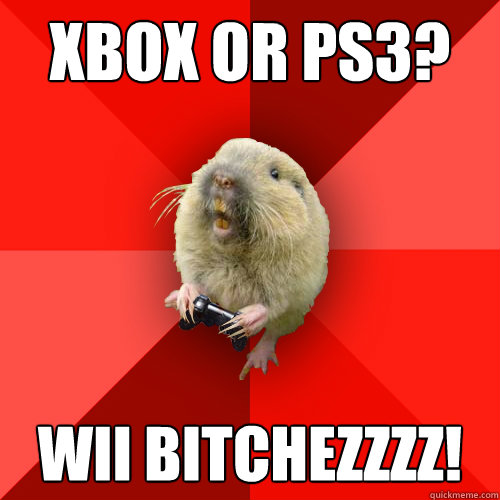 xbox or ps3? wii bitchezzzz!  Gaming Gopher