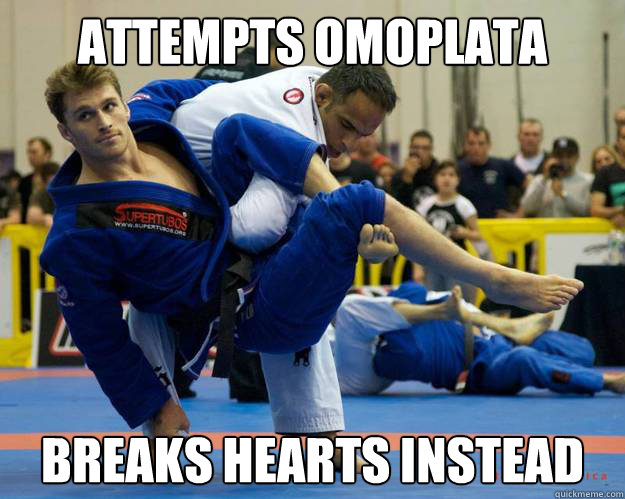 Attempts omoplata Breaks Hearts instead   