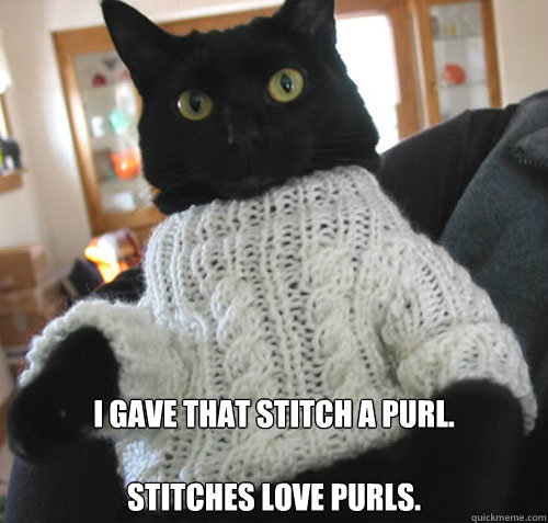  I gave that stitch a purl. 

Stitches love purls.  