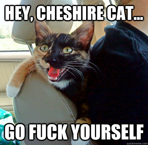 Hey, cheshire cat... Go fuck yourself - Hey, cheshire cat... Go fuck yourself  Cat on Crack