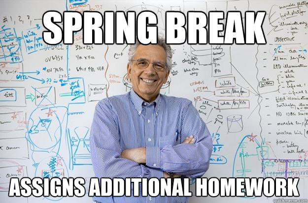 SPRING BREAK ASSIGNS ADDITIONAL HOMEWORK  Engineering Professor