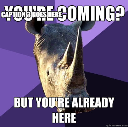 You're Coming? But you're already here Caption 3 goes here  Sexually Oblivious Rhino