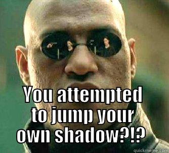  YOU ATTEMPTED TO JUMP YOUR OWN SHADOW?!?  Matrix Morpheus