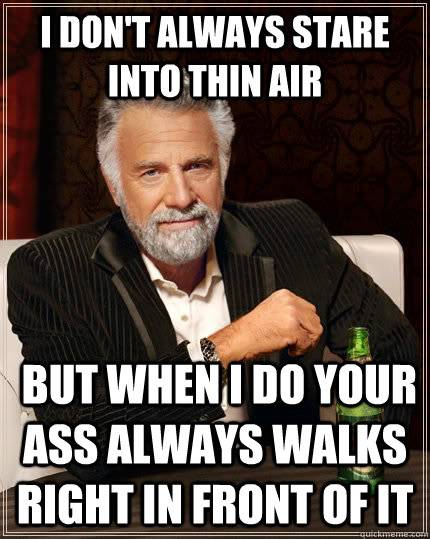 i don't always stare into thin air  but when i do your ass always walks right in front of it  The Most Interesting Man In The World