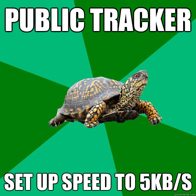 Public Tracker Set up speed to 5kb/s  Torrenting Turtle