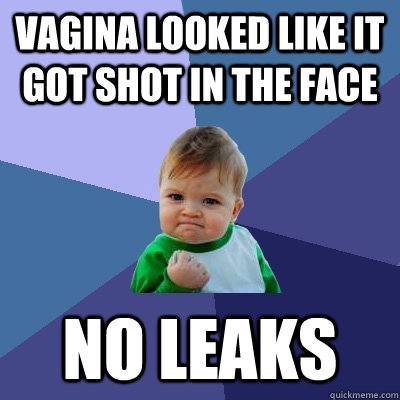 Vagina looked like it got shot in the face no leaks  Success Kid