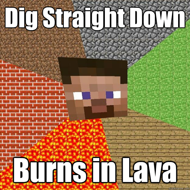 Dig Straight Down Burns in Lava  Minecraft