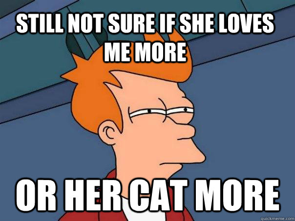 still not sure if she loves me more or her cat more  Futurama Fry