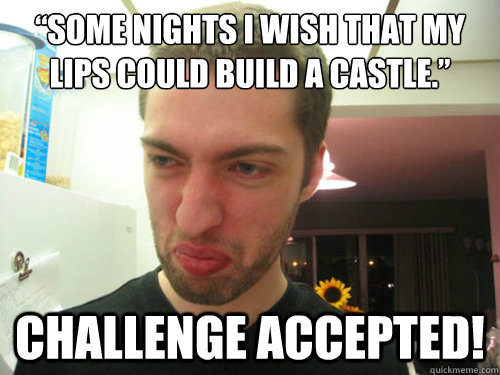 “Some nights I wish that my lips could build a castle.”  Challenge Accepted! - “Some nights I wish that my lips could build a castle.”  Challenge Accepted!  Misc