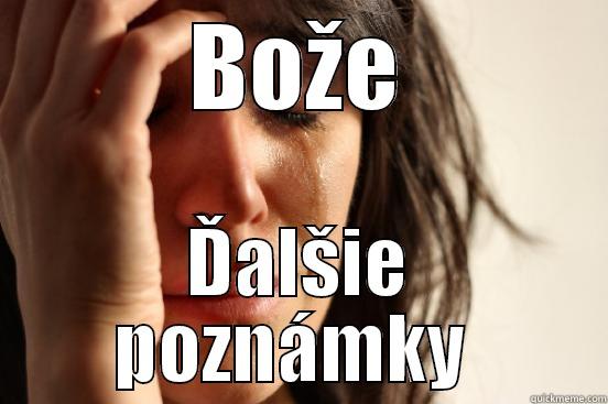 BOŽE ĎALŠIE POZNÁMKY  First World Problems